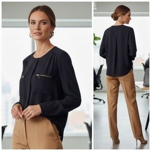 NWT Smart Set M Modern Contemporary Corporate Girlie Edgy Chic Office Blouse